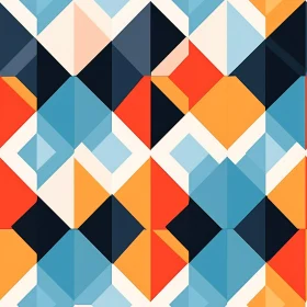 Interlocking Diamonds Geometric Pattern in Blue, Orange, Black