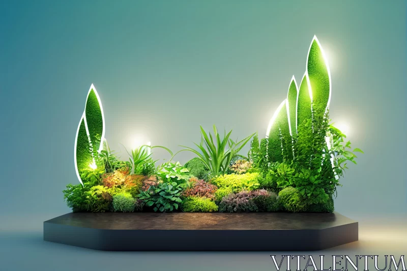 Luminescent Garden: Modern Style Decoration with Colorful Arrangements AI Image