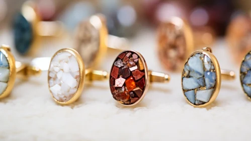 Luxurious Gold Cufflinks with Colorful Gemstones