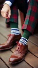 Stylish Man Sitting on Wooden Porch