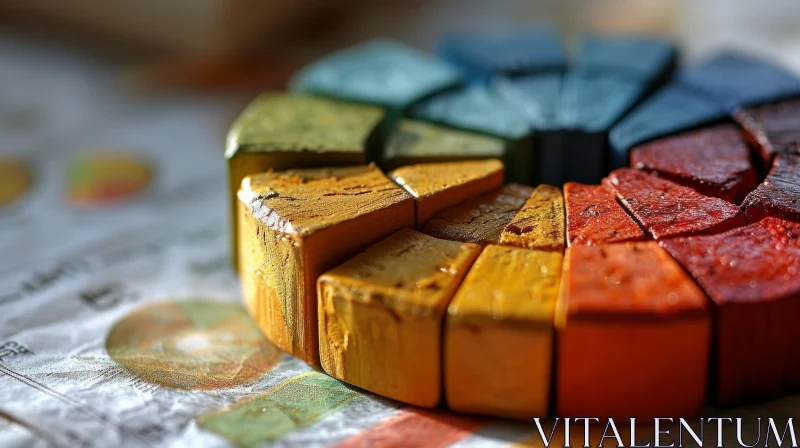 Wooden Color Wheel: A Captivating Close-Up of Vibrant Colors AI Image