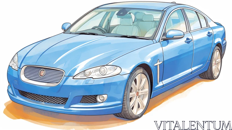 Captivating Blue Car Drawing | Intricate Illustrations | Masterful Shading AI Image