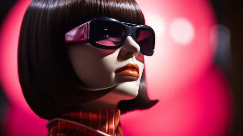 Chic Mannequin Fashion Portrait with Bob Haircut and Sunglasses