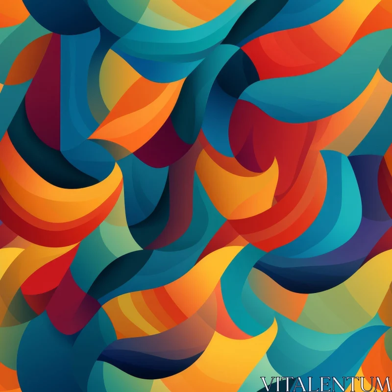 AI ART Colorful Abstract Painting with Organic Shapes