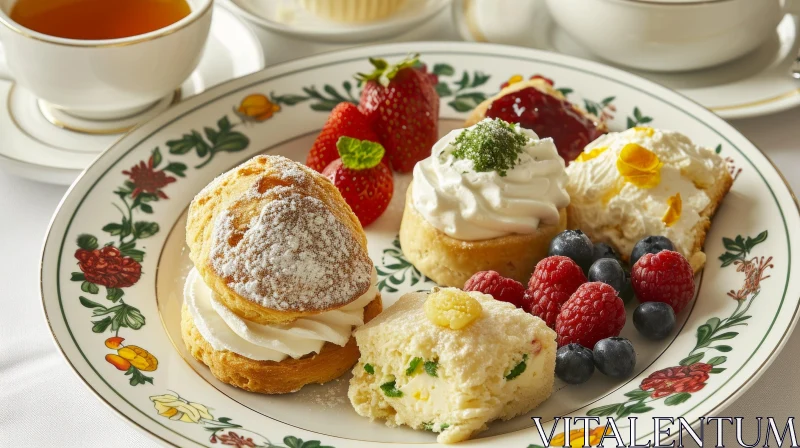 Delicious Afternoon Tea with Pastries and Cakes AI Image