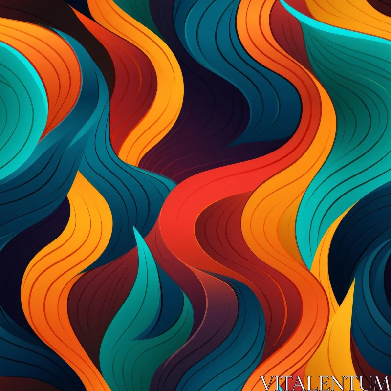 Dynamic Abstract Painting with Wavy Pattern AI Image