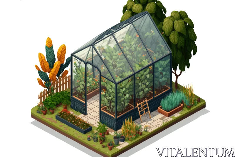Exploring the Enchanting Greenhouse: A Pixelated Realism Masterpiece AI Image