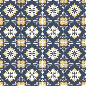 Floral Hand-Painted Tile Pattern in Blue and Yellow