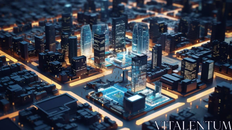 Futuristic Cityscape at Night | 3D Rendering AI Image