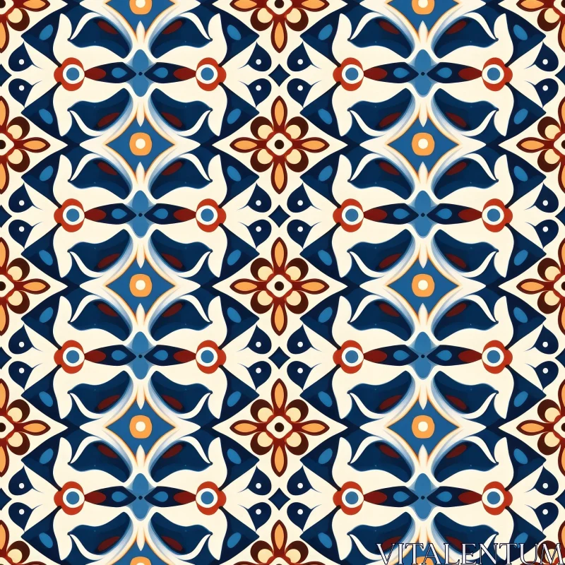 Moroccan Tilework Pattern - Geometric Design in Blue and White AI Image