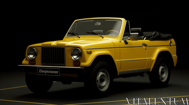 Vintage Yellow Jeep on Black Background - Realistic Render AI Image