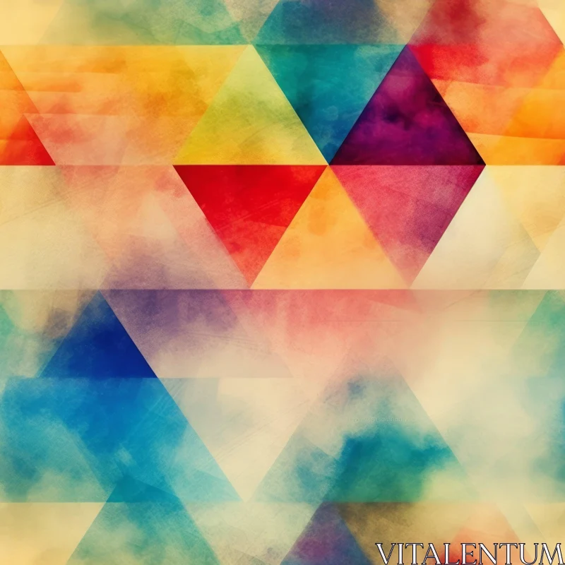 Colorful Geometric Triangles Pattern on Light Gray Background AI Image