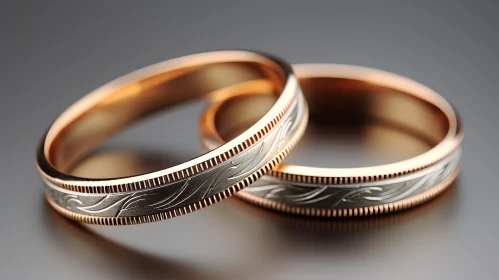Elegant Gold Wedding Rings on Dark Gray Background