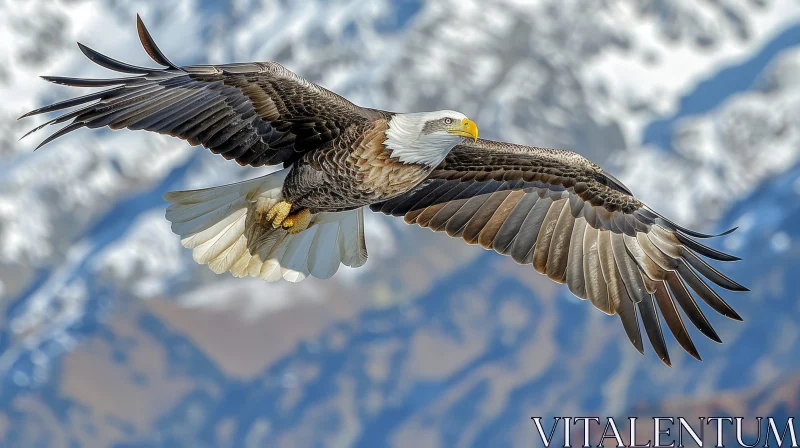 Majestic Eagle in Flight | Mountain Background AI Image