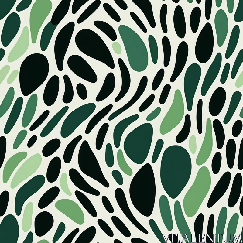 Modern Organic Shapes Pattern in Green and Black AI Image