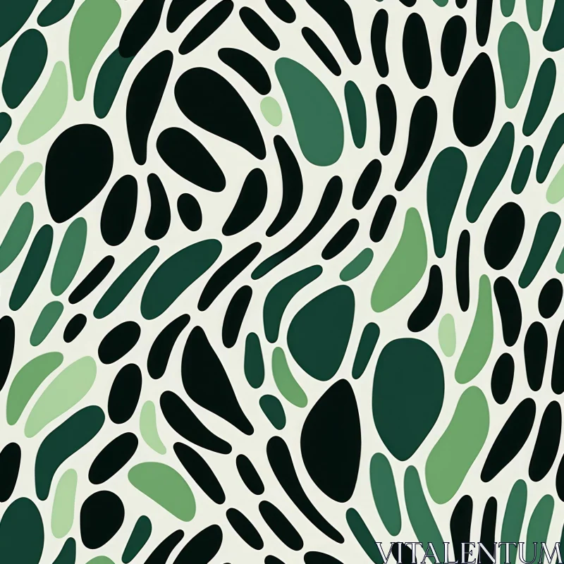 AI ART Modern Organic Shapes Pattern in Green and Black