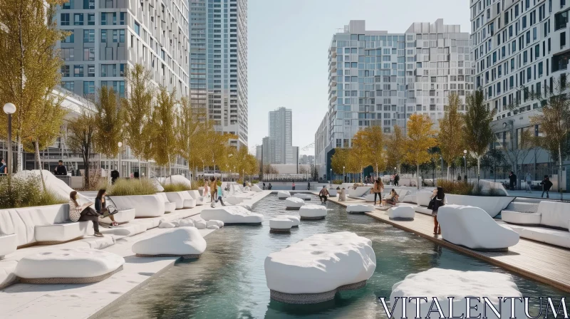 Modern Urban Park: A Contemporary Oasis in the City AI Image