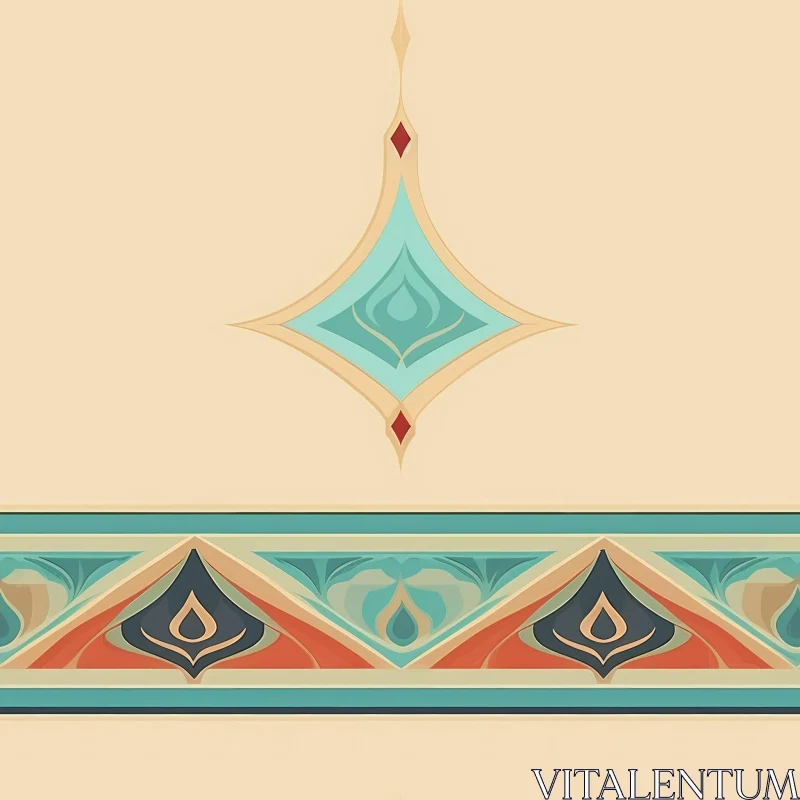 AI ART Moroccan-Inspired Seamless Pattern with Diamond Tile