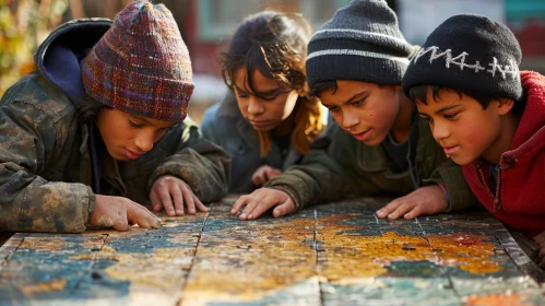 Powerful Collaboration: Boys Solving Puzzle Together