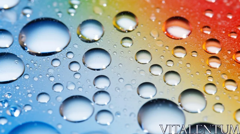 Rainbow Water Droplets Close-Up AI Image