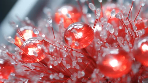 Red Plastic Beads Circular Pattern Bright Light