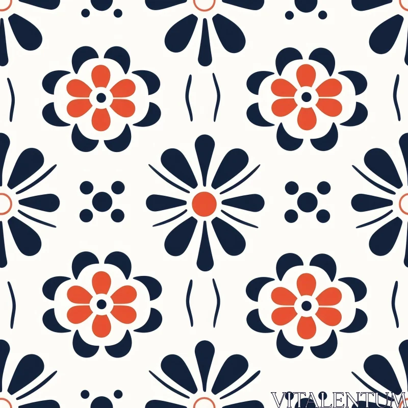 Retro Floral Seamless Vector Pattern | Mexican Talavera Inspired AI Image