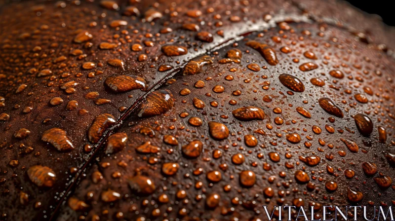 Brown Leather Surface with Water Droplets - Abstract Close-Up AI Image