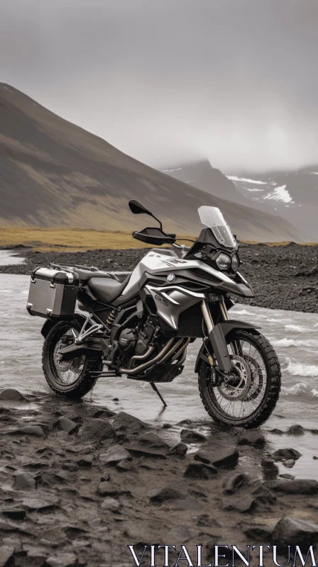 Captivating Mountain Motorcycle Adventure - Silver and Gold AI Image