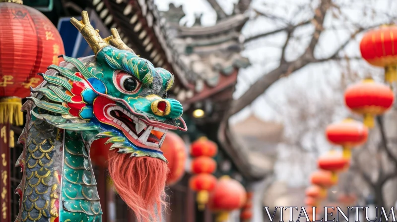Chinese Dragon Head - Majestic and Vibrant Artwork AI Image
