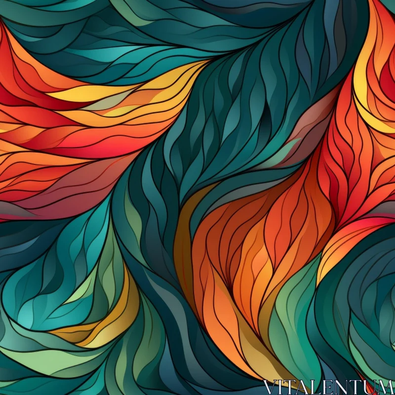 Colorful Abstract Leaves Pattern for Design Projects AI Image