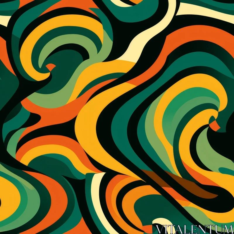 Colorful Abstract Painting on Dark Green Background AI Image