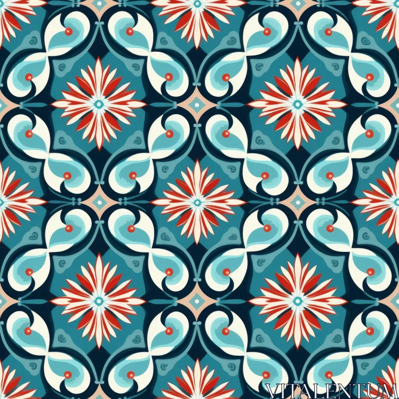 Colorful Floral Tiles Pattern | Traditional Moroccan Design AI Image