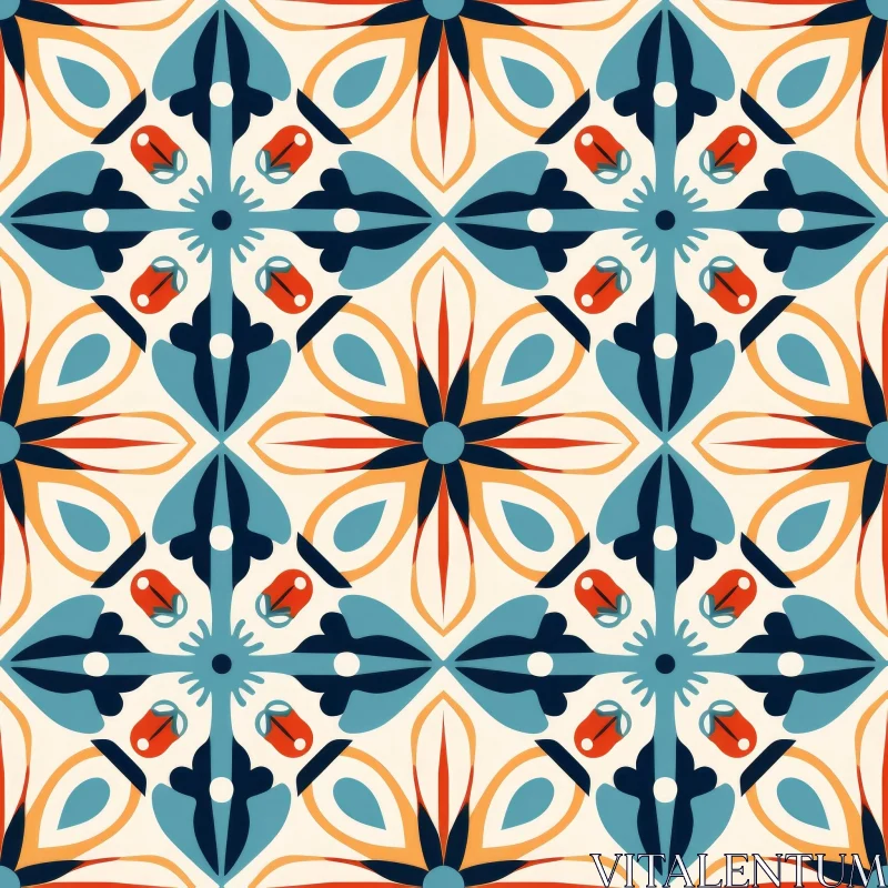 AI ART Colorful Geometric Tile Pattern - Traditional Portuguese Design