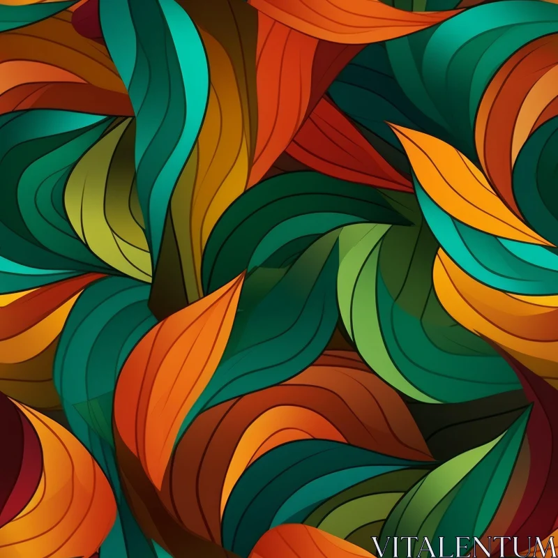 AI ART Colorful Leaves Seamless Pattern - Home Decor Fabric Wallpaper