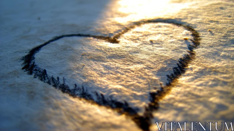 AI ART Heart Drawn in Sand on Beach - Romantic Scene