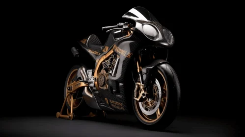 Intricate and Bold: A Stunning Black and Gold Motorcycle