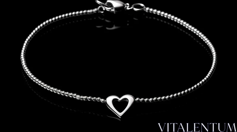 Silver Bracelet with Heart-Shaped Pendant AI Image