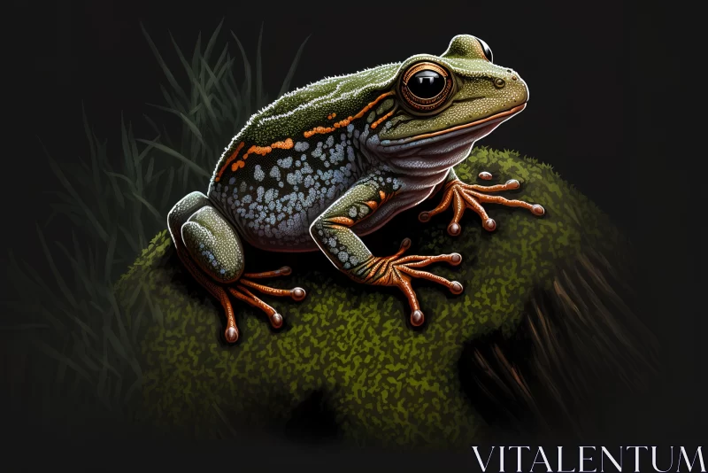 Vibrant Digital Illustration of a Frog in a Mysterious Setting AI Image