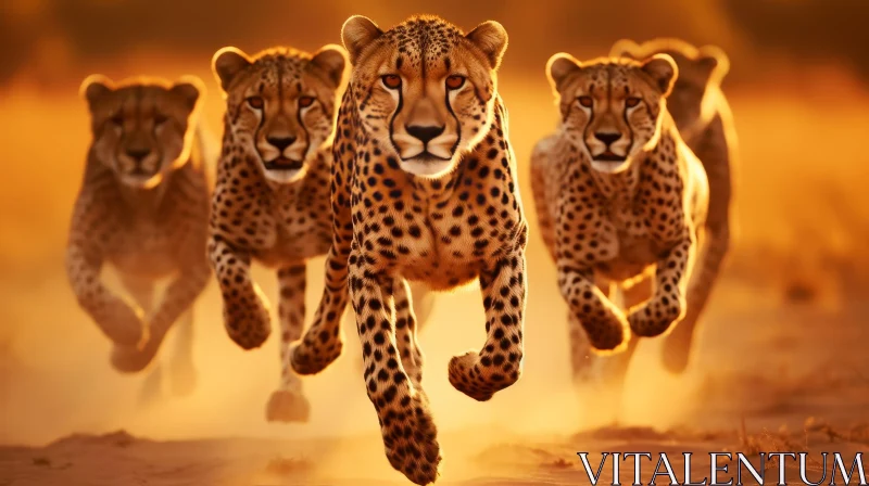 AI ART Cheetahs Running in Savanna - Speed and Grace
