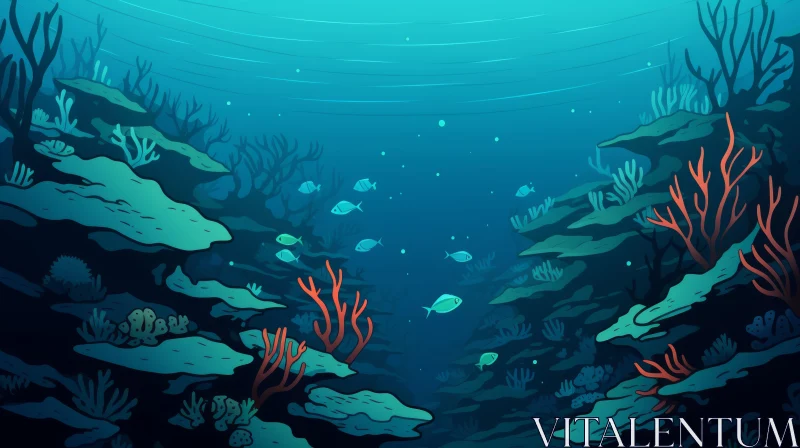 Colorful Underwater Coral Reef Illustration AI Image