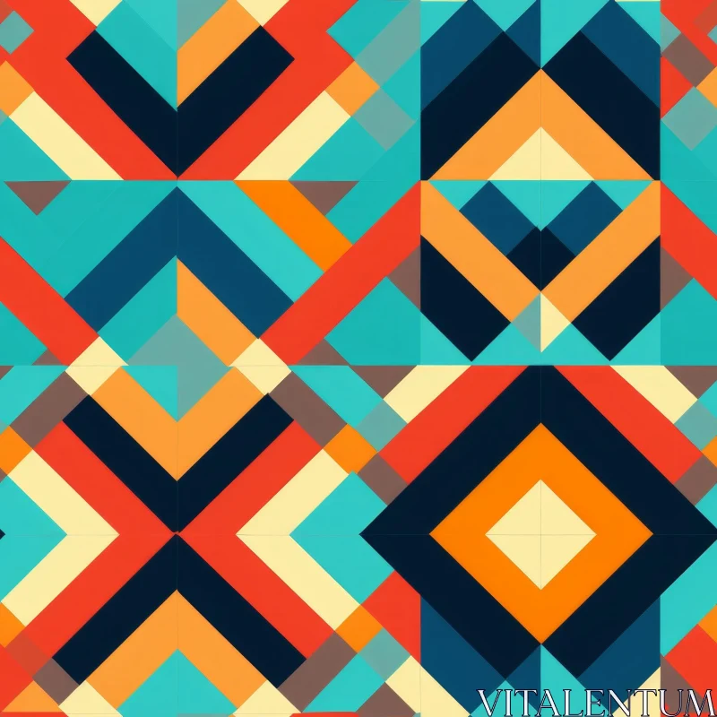 Modern Geometric Pattern in Blue, Orange, and Yellow AI Image