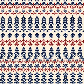 Traditional Folk Design Seamless Pattern in Blue, Red, White