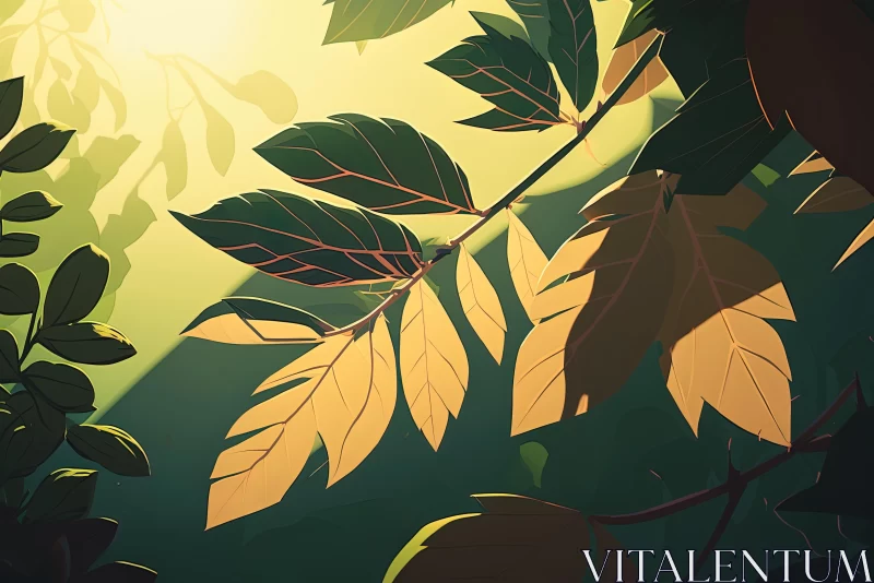 Captivating Illustration of Leaves and Trees in the Light | Nature's Wonders AI Image