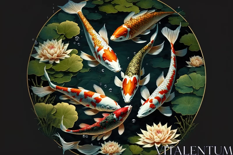 AI ART Captivating Koi Fish Painting on Black Background | Photorealistic Compositions
