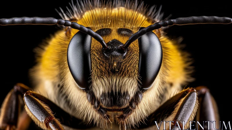Detailed Macro Shot of a Honey Bee's Head AI Image
