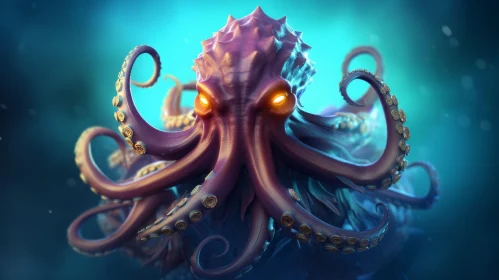Intriguing Purple Octopus 3D Rendering