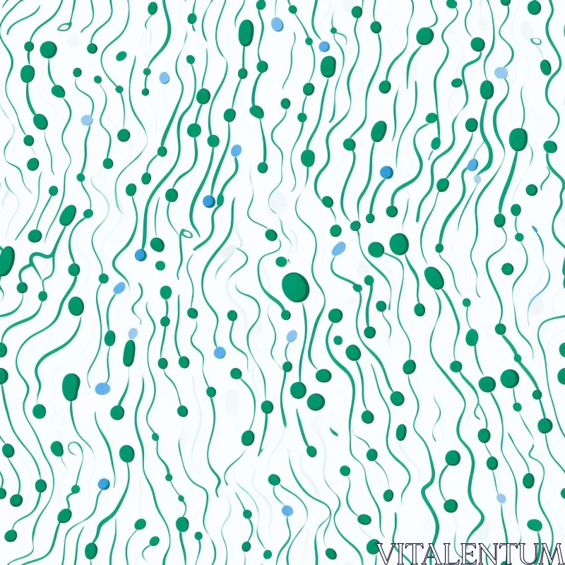 AI ART Organic Green and Blue Circles Seamless Pattern