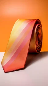 Stylish Orange Silk Tie with Diagonal Stripes