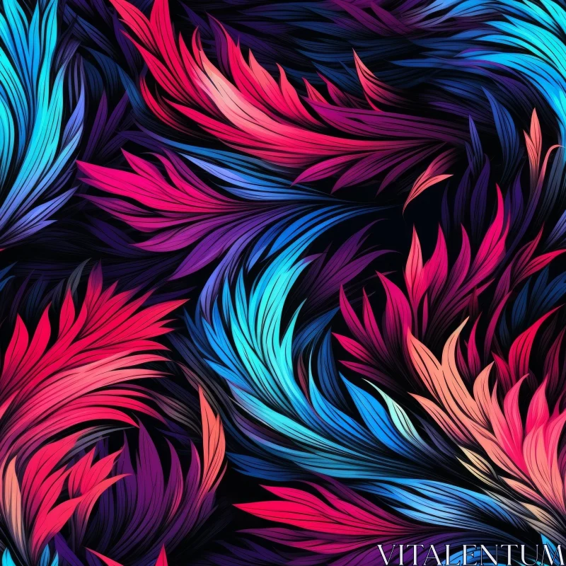 AI ART Colorful Feathers Seamless Pattern - Tropical Design
