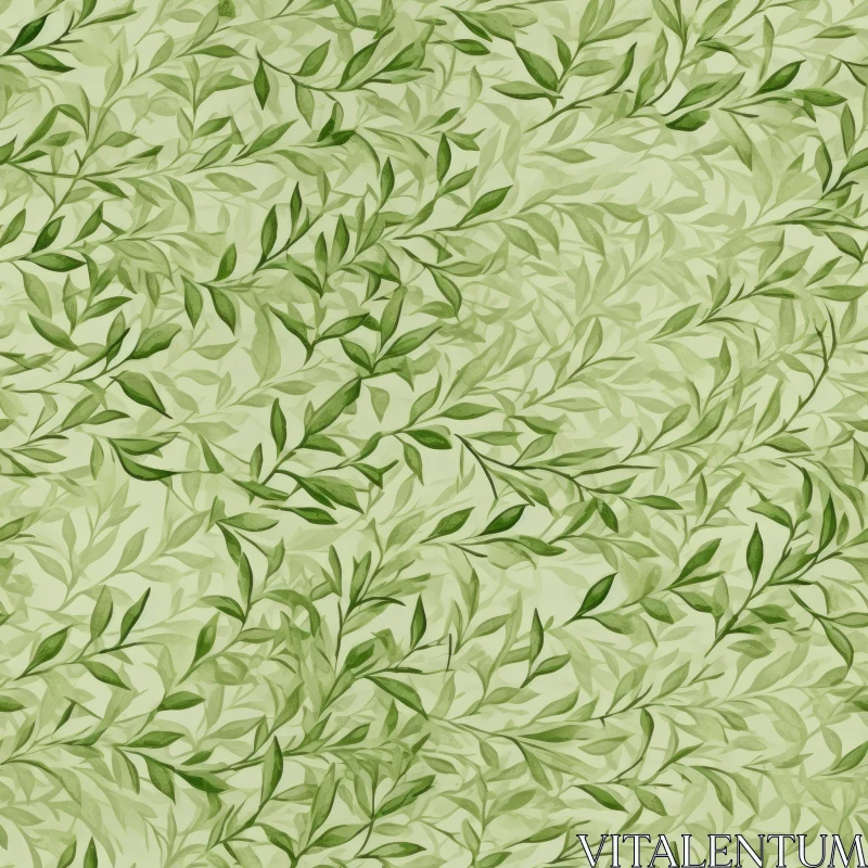 Green Leaves Watercolor Pattern Background AI Image
